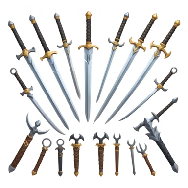 CREA UN ARSENAL DE ARMAS PERO QUE TENGA ESPADAS, CUCHILLOS Y ARCOS Y LANZA sticker