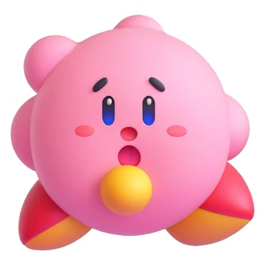 Kirby inhaling, cheeks puffed out, simple background sticker