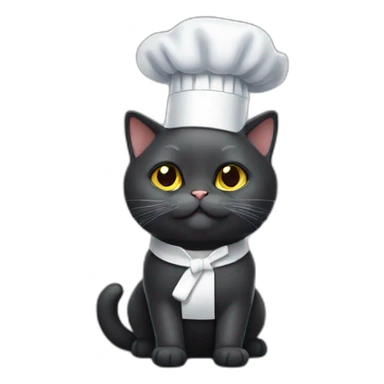 Black British shorthair cat wearing a chef hat sticker