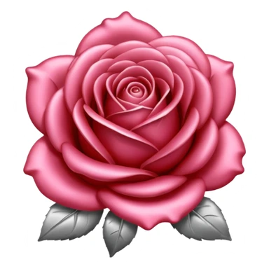 A rose emoji made of liquid silver metal minimalistic iOS emoji style, centered, sticker