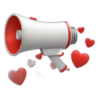 megaphone with hearts coming oit sticker