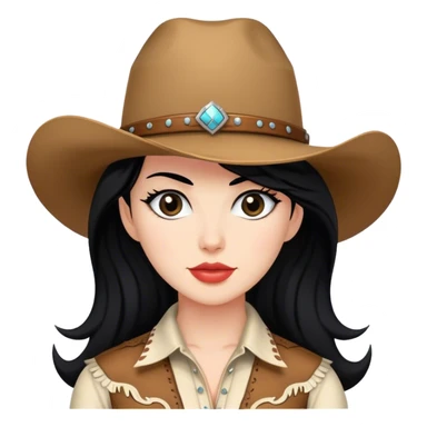 A women with black hair dress like a cowgirl  sticker