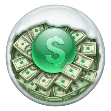 Snow ball with dollar bills  sticker