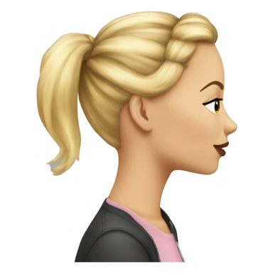 Girl with bun kissing blonde sticker