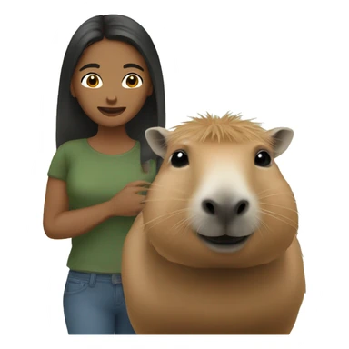 woman taking picture with a capybara sticker
