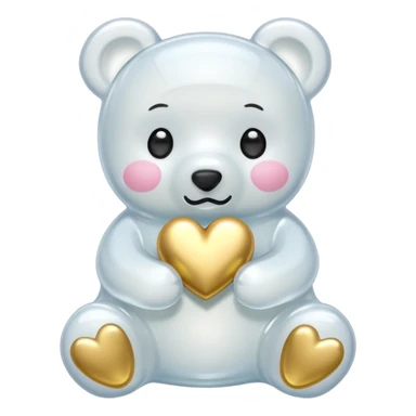 white gummy bear with gold heart kawaii  sticker