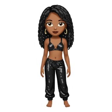 Aaliyah with black sequin bra, black sequin baggy pants  sticker