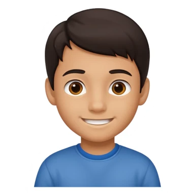 Little nice boy straight a student in desk dark hair tan skin with smile sticker