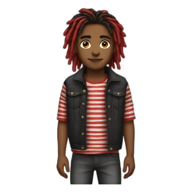Brownskin boy with red and black striped dreads sticker