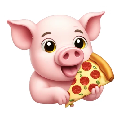 Cute pig eating pizza sticker