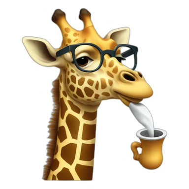 giraffe with glasses smoking a pipe sticker