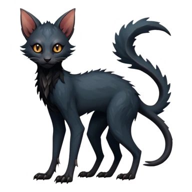 Futuristic Black Dark Abyssal Ethereal Modern Amaura-Bayleaf-Abyss-Lykoi-Fakémon-creature-hybrid Full Body sticker