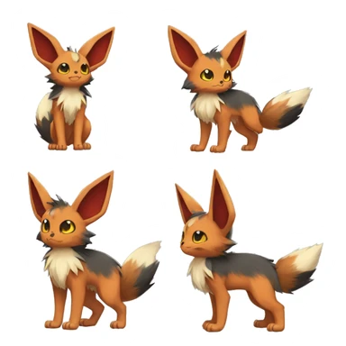 Eevee-Litten-Torracat-Rocruff-fusion-hybrid full body sticker