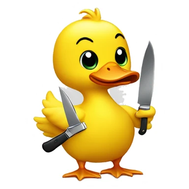 yellow duck holding a knife  sticker