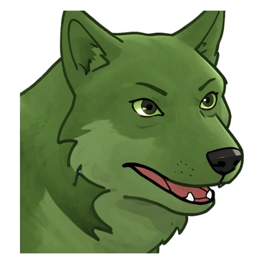 A wolf in green bufo frog meme sticker