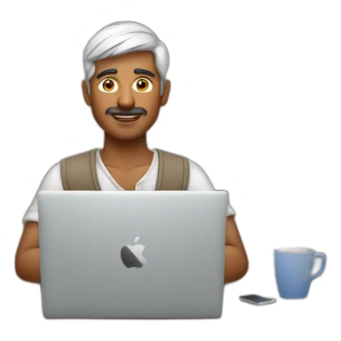 Indian man working on a macOS laptop sticker