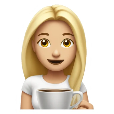 emoji de una chica rubia tomando café  sticker