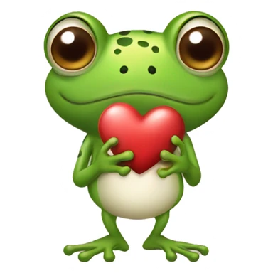 Frog holding a heart shaped chocolate in one hand and a mushroom in the other sticker