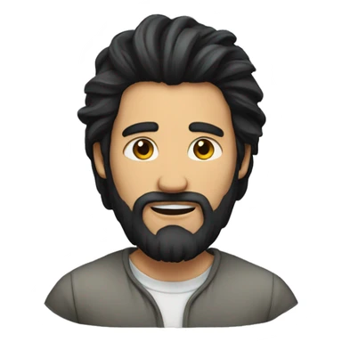 a guy with long, wild black hair and beard with the hair messed up sticker