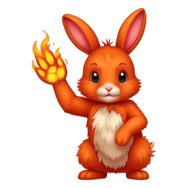 cute red bunny rabbit with fire paws and fiery appearance sticker