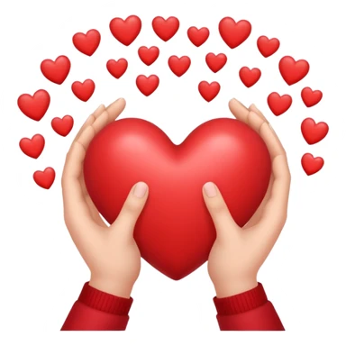 Hands making a heart with hearts coming out sticker