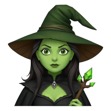 The Wicked Witch from The Land of Oz with green skin, long dark brown hair, black outfit sticker