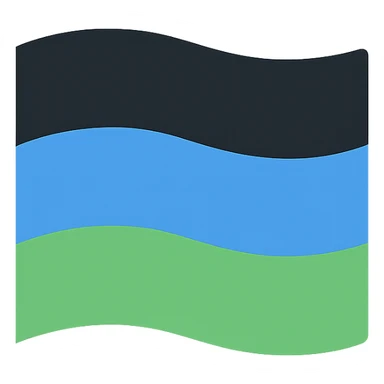 single flag with combination of black, blue, and green colors sticker