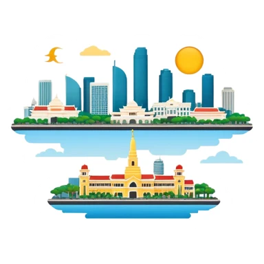 saigon skyline, borderless sticker