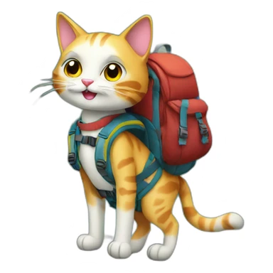 Trekking cat whit backpack  sticker