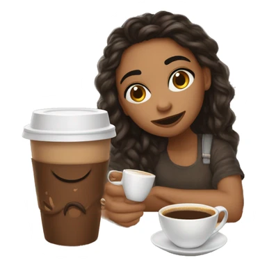 uma menina a beber um café quente aesthetic sticker