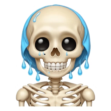 sobbing skeleton with tears and a smile sticker