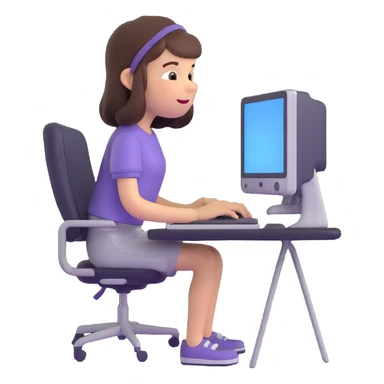 chica con computadora sticker