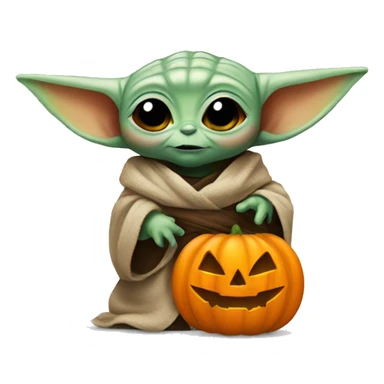 baby yoda and Halloween pumpkin sticker