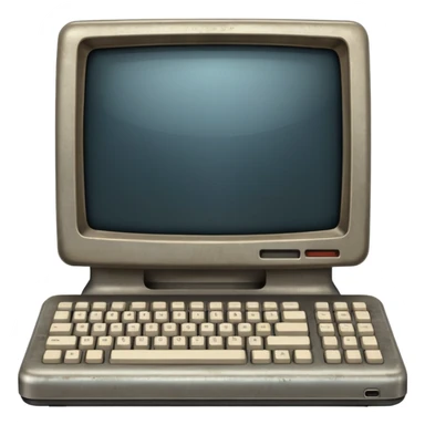 generate me an old computer with separated computer sticker