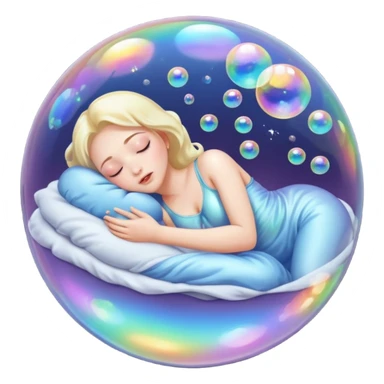 soap bubble with sleeing woman inside sticker