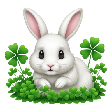 A fluffy rabbit nibbling on a small clover patch.












































 sticker