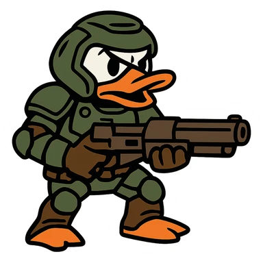 flat toon style doom duck with bold lines sticker
