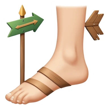 tavolo con freccia verso un piede sticker