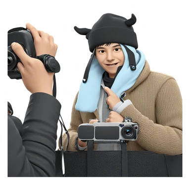 boy with hat and camera sticker