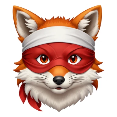 Fox with fiery red eyes, one eye covered with pirate blindfold sticker