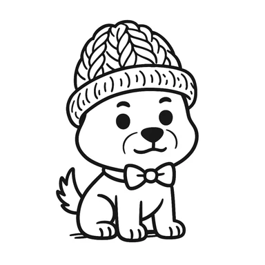 A dog in a cap, doodle style sticker