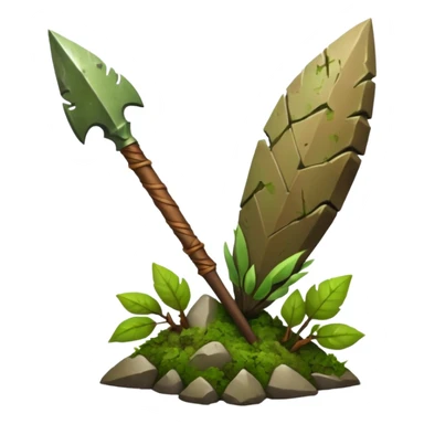 earth elemental spear with leaves sticker