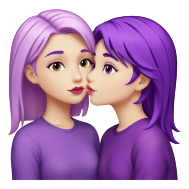 A blonde girl kissing a purple haired girl sticker