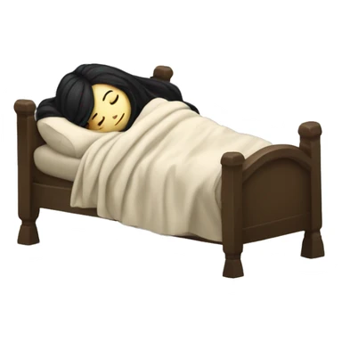 pale girl with long black hair sleeping in blanket  sticker