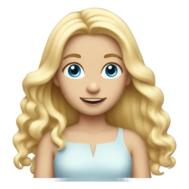 Blonde girl long hair blue eyes birthday sticker