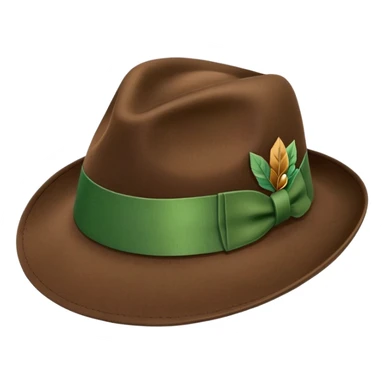 a fedora emoji with a green band and a vintage pin sticker