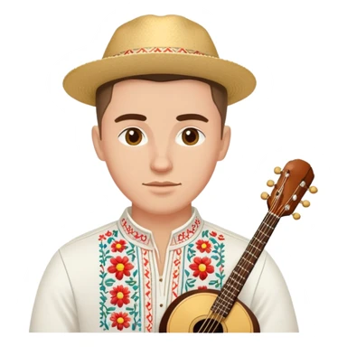 A musician in a white Ukrainian embroidered shirt sticker