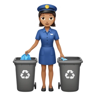 full body housekeeper putting trash in the trash can sticker