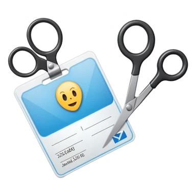 Scissors cutting an ID card in 2 halfs.hyper realistic sticker