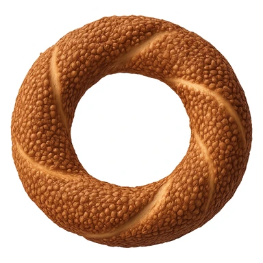 a simit, Turkish sesame bagel, realistic style, showing texture of crust and sesame seeds sticker
